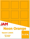 JAM PAPER Product & Container Labels - Square - 2 x 2 - Neon Orange - 120/Pack