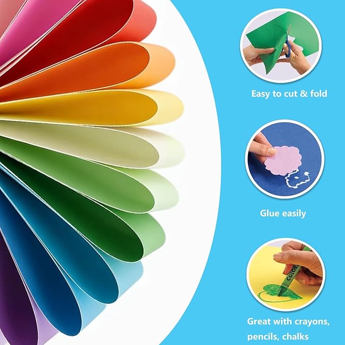 Large Construction Paper Assorted for Art Supplies 17.3”x23.4” Colored Craft Paper Medium Weight for Drawing Art Project DIY 360 Sheets