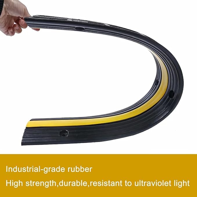 Rubber Cable Ramp Cord Cover Cable Protector Ramps Wire Hose Protective 1 Channel 22000Lbs Load Capacity Traffic Speed Bump for Asphalt Concrete Gravel Driveway Indoor Outdoor, 3 Pack