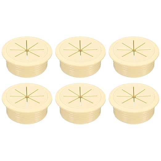 uxcell 6 Pcs Desk Grommet, 2.09 inch 53mm Desk Cable Hole Cover Wire Hole Insert for Home Office Table Cabinet Cord Organizer, Beige