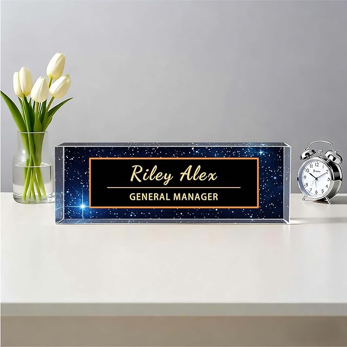 Custom Name Plate for Desk, Acrylic Name Plate Office Desk Decor for Women, Coworkers, Teacher, Employee Appreciation Gifts (S11)