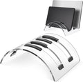 Vertical Dual Laptop Stand Acrylic Desktop Notebook Dock Invisible Vertical Laptop Holder for Desk Office Home Supplies Space Saving Organizer