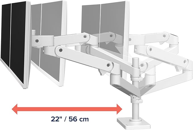 Ergotron – Upgraded LX Pro Premium Vertical Stacking Dual Monitor Arm, VESA Desk Mount – for 2 Monitors Up to 24 Inches, 4 to 22 lbs Each – White