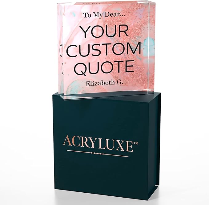 Personalized Gifts, Custom Quote Block Letter Board,Crystal-Clear Acrylic with Gift Box,17 Styles, Holiday and Christmas Gift for Mom, Dad, Girlfriend, Him or Her, Husband, Wife (4"x4, Stella)