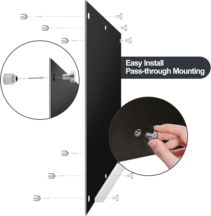 J&J worldwide Magnetic Black Glass Whiteboard 6' x 3', 70 x 35 Inches Large Frameless White Boards for Walls, Large Dry Erase Board for Office, Home, School