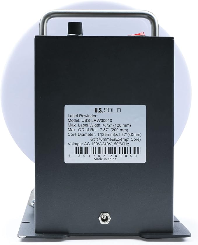 U.S. Solid Automatic Label Rewinder Machine, 1"/1.5"/3" Core Holder, Max Label Width 4.72", Bidirectional Rewinding