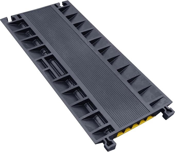OrangeStar 2-Pack Rubber Cable Protector Ramp Heavy Duty 5-Channel Wire Cord Cover Ramps 18 Tons Load Capacity Traffic Speed Bumps for Driveway