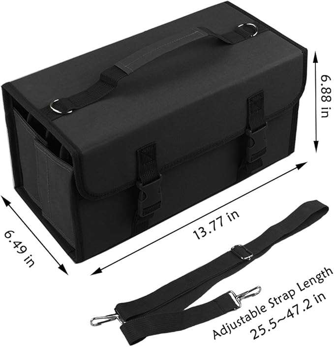 ADVcer Marker Case 120 Storage Holders, Foldable Extendable Oxford Lipstick Organizer with Carrying Handle, Shoulder Strap, QR Buckle, Zip Pocket for Copic, Prismacolor, Dry Erase, Color Paint Markers