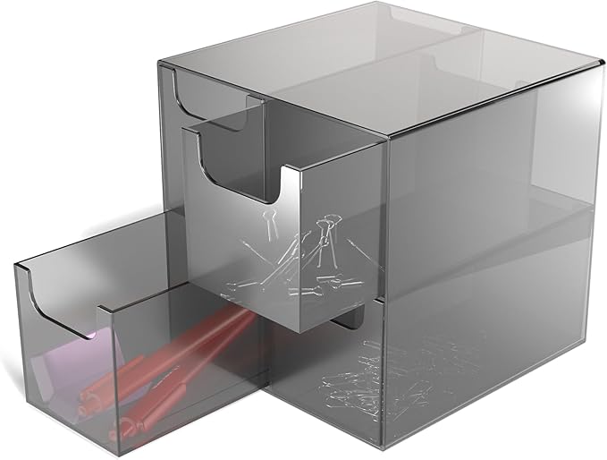 TRU RED Staples TR58201 4 Compartment Plastic Desktop Organizer, Smoke