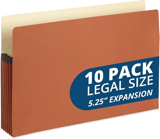 Blue Summit Expanding File Pocket Organizer, Legal Size, 5.25” Expansion – 10 Pack