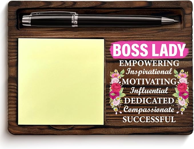 Best Boss Lady Gifts for Women, Gifts for Bosses Female Leader Boss's Day Thank You Retirement Birthday, Best Boss Lady Floral Sticky Note Holder for Bosses Office Decor