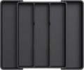 Lifewit Utensil Organizer for Kitchen Drawers, Expandable Cooking Utensil Tray, Adjustable Cutlery Silverware Flatware Holder, Plastic Spatula Tools and Gadgets Storage Divider, Black, 11"-18" x 14"
