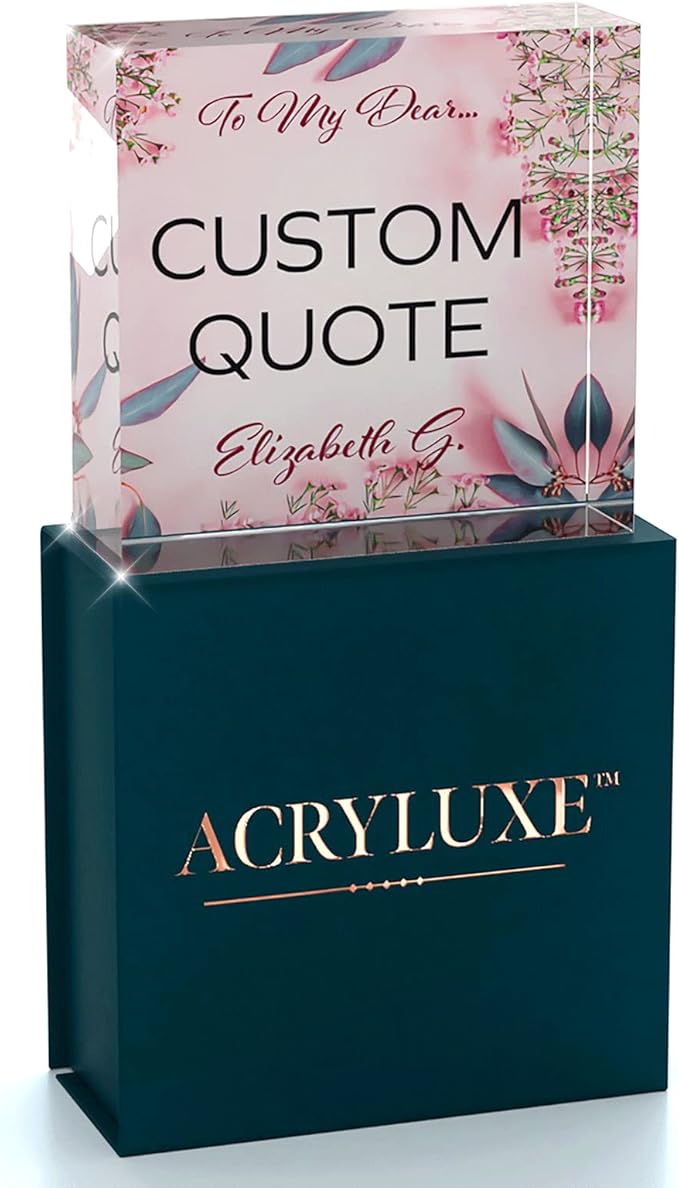 Custom Acrylic Sign Personalized, Custom Desk Name Plate, 18 Styles, (4"x4"), With Gift Box, USA Made by Acryluxe. (Glowing)