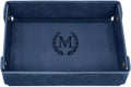 Engraved Leather Valet Tray for Men – Personalized Catchall with Custom Name for Desk, Dresser, Nightstand – Men's Organizer Tray for Keys, Wallet, Jewelry, Personalized Gift for Home, Office - Blue
