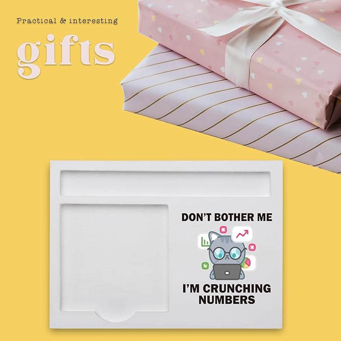 Funny Accountant Desk Gift, Cute Don’t Bother Me I’m Crunching Numbers Cat Sign for Finance Décor, CPA Bookkeeper Tax Preparer Auditor Coworker, Retirement Promotion Note Pad Holders KBB11