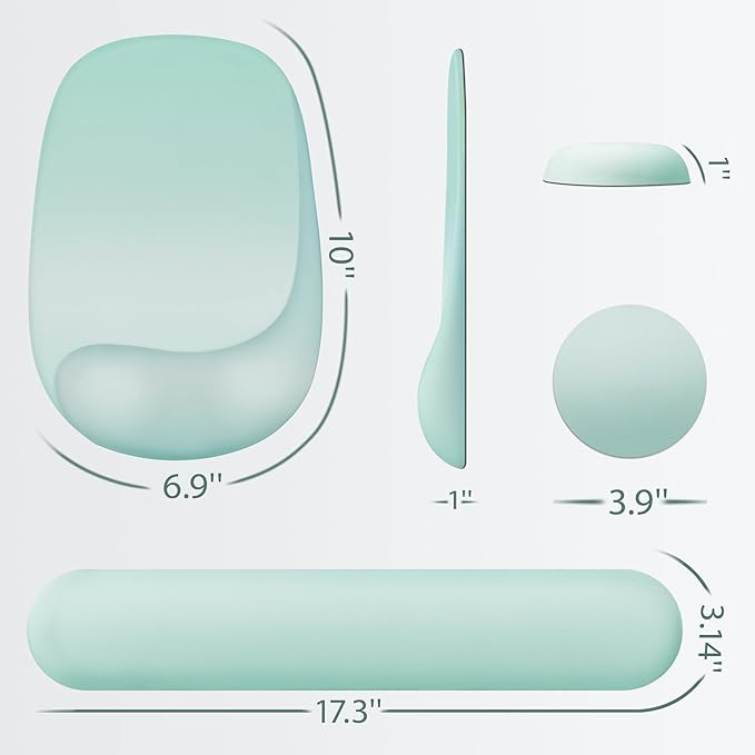 Ospelelf Wrist Rest for Keyboard and Mouse Ergonomic Mouse Pad with Wrist Support Memory Foam Wrist Rest for Computer Keyboard,3-in-1 Gel Mouse and Keyboard Pad for Office Green Gradient