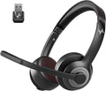 JIAMQISHI Wireless Headset with Mic for Work, Bluetooth V5.2 Headphones with AI Noise Cancelling Microphone, USB Dongle, Clear Calls & Mic Mute, for Laptop, PC, iPhone & Android Phones