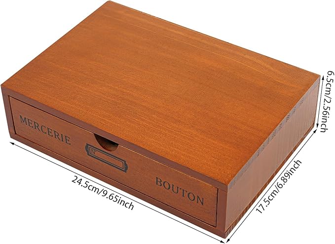 Stackable Wooden Desk Organizer 1 Drawer Retro Brown Modular Storage Boxes for Home Office, Makeup, Stationery - No Assembly Required