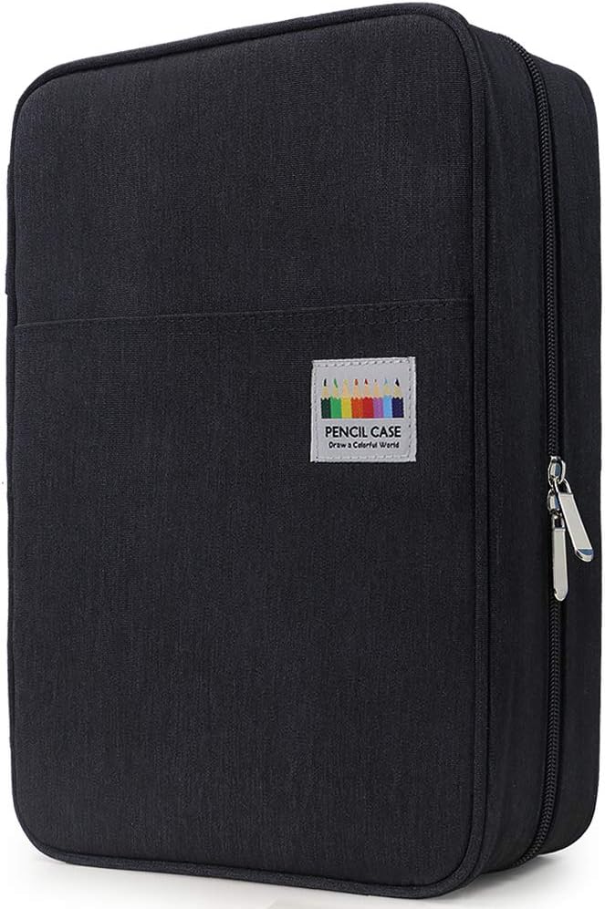 YOUSHARES Big Capacity Colored Pencil Case - 300 Slots large Pen Case Organizer with Multilayer Holder for Prismacolor Colored Pencils & Gel Pen (Black)