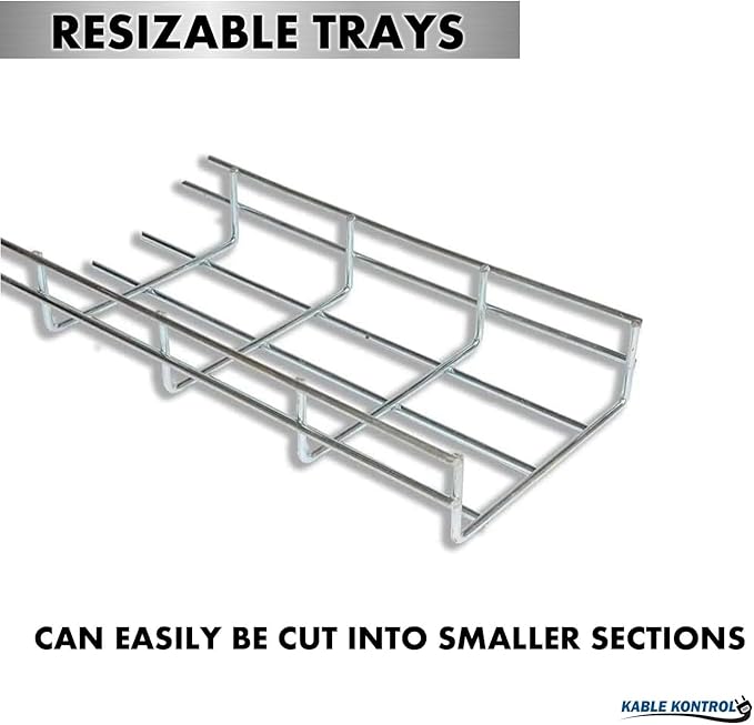 Kable Kontrol Stainless Steel Cable Tray Bulk Pack – 30 Pcs - 10 Feet Long - 6" W, 4” D – Wire Mesh Tray Cable Management Rack Cords Organizer Cable Basket, NEC Approved for Network, Fiber Optic