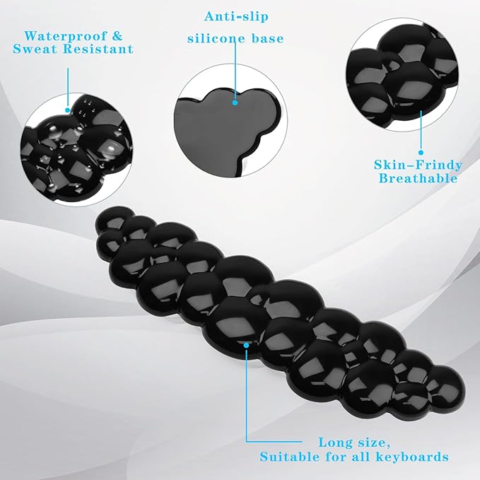 Gel Cloud Keyboard Wrist Rest, Cute Wrist Support and Arm Support Keyboard Rest for Keyboard Typing Pain Relief，Suitable for Office/Computer/Laptop/Gaming（Keyboard Wrist Rest Black ）