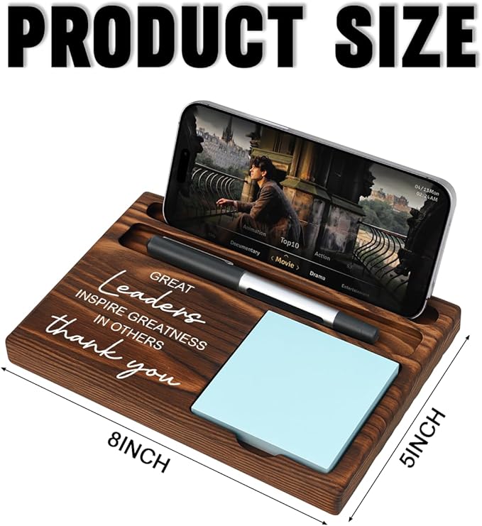 Leader Bosses Day Gifts for Women Men Manager Funny Office Decor for Women Wooden Sticky Note Holder National Boss Day Decorations Gifts for Leader Men Manager Coworker Office Desk Decor A 04