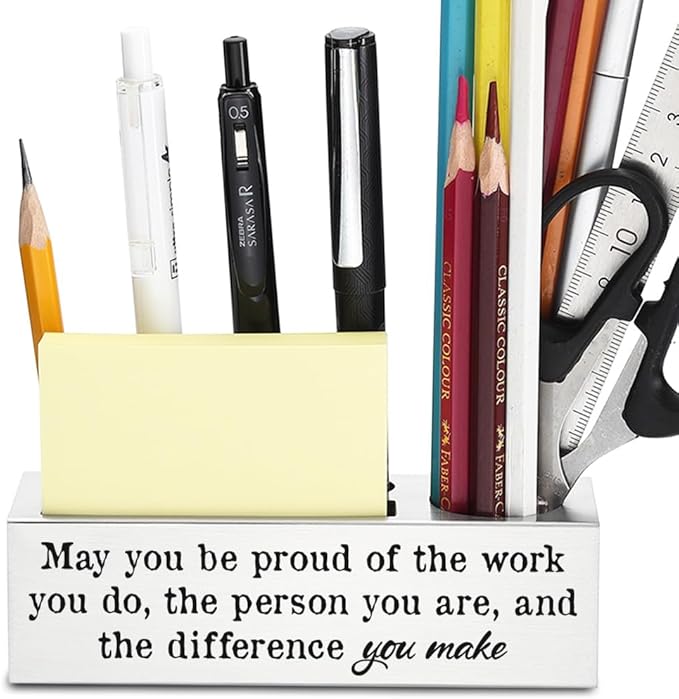 May You Be Proud of The Work You Do Gift, Thank You Appreciation Pen Holder for Coworker, Employee, Boss, or Team Leader, Inspirational Desk Organizer for Office, Metal Pencil Holder YCP76