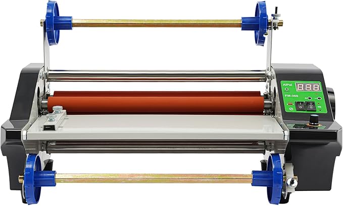 Laminator Machine, 600W Single/Dual Sides Laminating, 0-6.56ft/s Film Covering Speed, 0-6mm Thickness, 0-13.78in Width, 3-4 Min Preheating for Paper, Cardboard, Wood Veneer, PVC Material