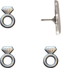 Engagement Ring Push Pins - Silver Diamond Ring Map Pins for Cork Boards, Maps, or Lapel Use - Designed in USA - Set of 4