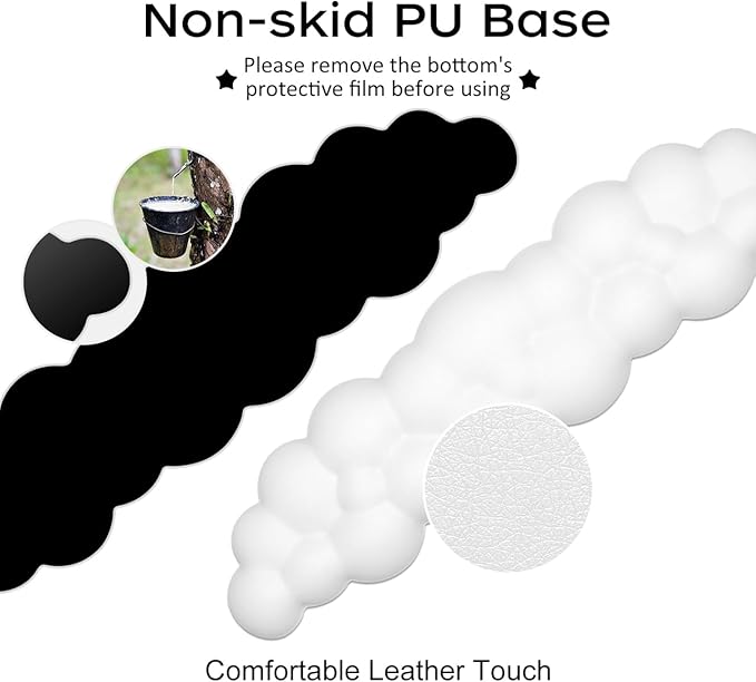 JIKIOU Upgrade Leather Cloud Keyboard Wrist Rest, Cloud Wrist Rest with Non-Slip PU Base, Comfortable Memory Foam Wrist Rest for Computer Laptop Mac Gaming Office and Pain Relief Wish New Year Gift