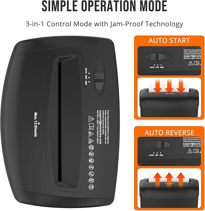 12-Sheet Cross-Cut Paper Shredder, P-4 Security Level for Home Office, 5.5 Gallon Bin, Destroys Credit Cards and Staples, ETL Certified, Black