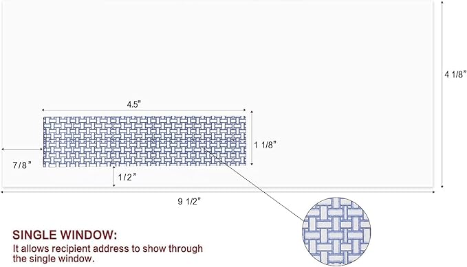 100 Pack #10 Single Left Window SELF Seal Security Envelopes, Designed for QuickBooks Invoices & Business Statements, Computer Printed Checks Peel and Seal Flap, Size 4-1/8 x 9-1/2 Inches, 24 LB