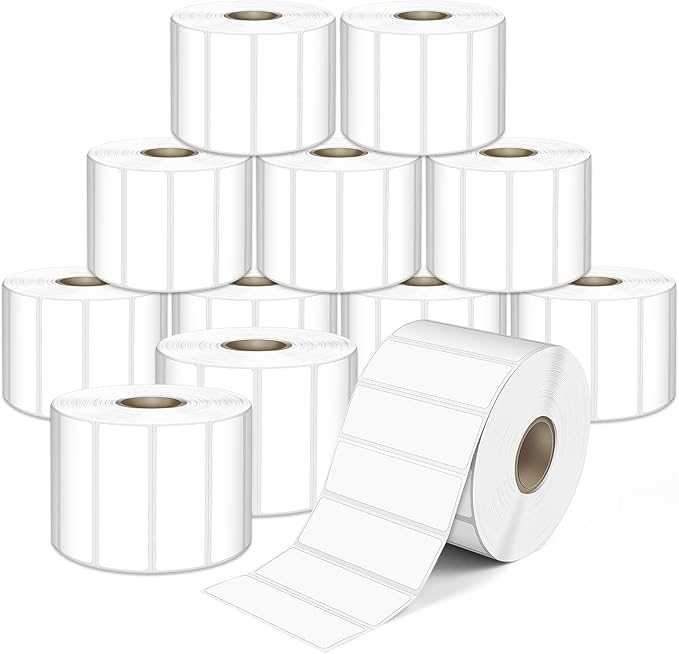 L LIKED 2.25" x 0.75" Direct Thermal Labels, Permanent Adhesive Address Barcode Label & Compatible with Rollo, Zebra and Other Desktop Printers (12 Roll, 20400 Labels)