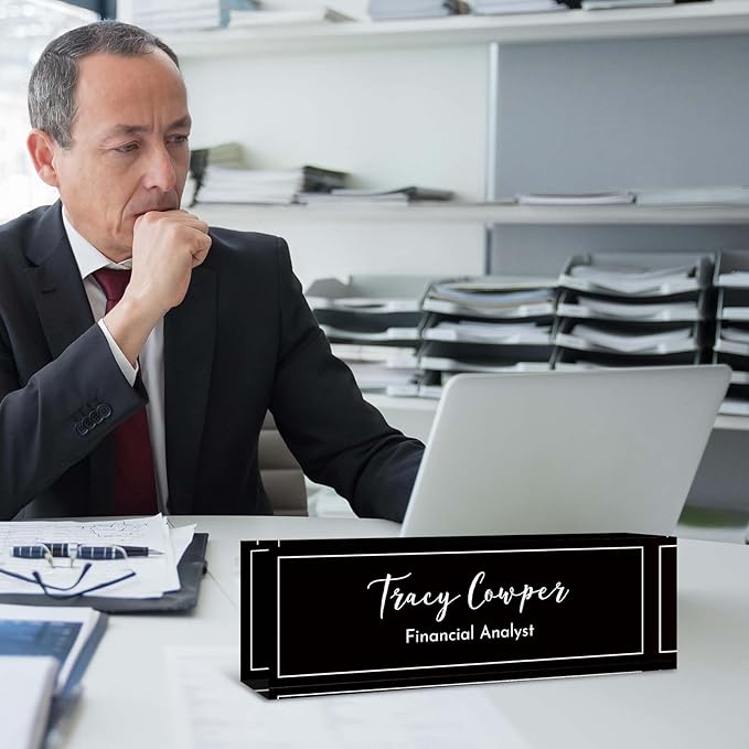 Desk Name Plate Personalized, Custom Name Plate for Desk, Acrylic Desktop Accessories, Office Gift & Decor for Women Men, Teacher Nurse Boss Employee Appreciation Gifts