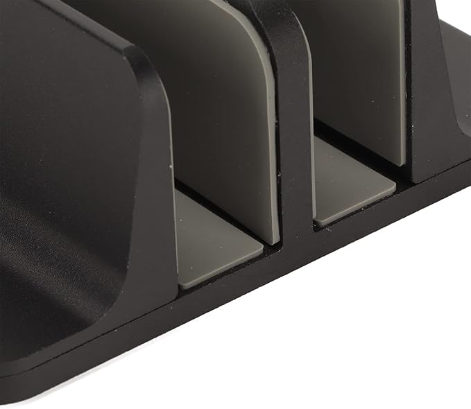 Vertical Laptop Stand Aluminum Alloy Double Dock, Laptop Stand Holder, Black Multifunctional Cooling Desktop Stand with Silicone Protective Pad, for Computer Tablet Book Storage