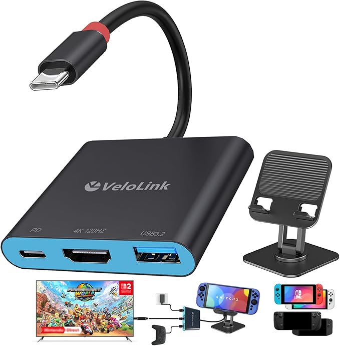 Switch 2 Dock kit with Switch Stand for Nintendo Switch 2 for HDMI 2.1+PD +USB A 3.2 compatibale with Laptop+MacBook ! ! Require Manual firmware Update for V21 or Above ! ! (Update Support Available)