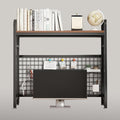 Desk Shelf Bookcase 1-Tier Metal Desktop Bookshelf Hutch with Grid Panel and DIY design possible Multipurpose Storage Organizer Display Rack for Dorm Office Home Computer Desk(Black 37.4"×7.9"×38.6")