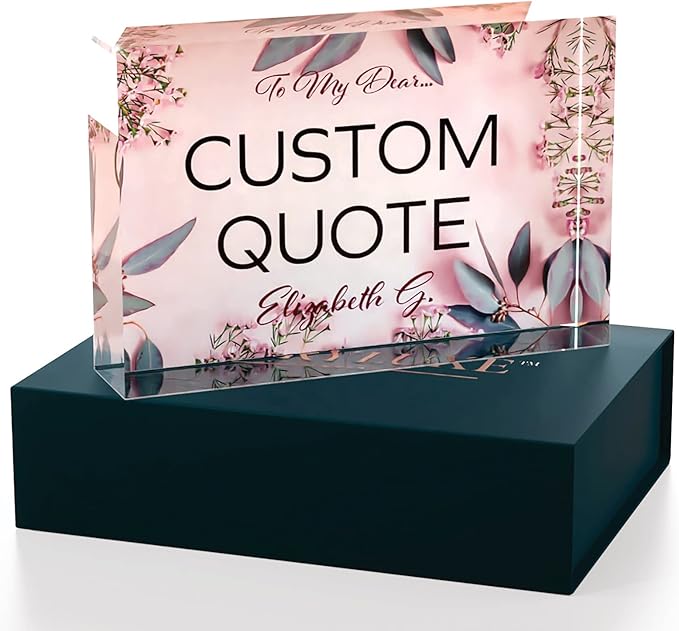 Custom Acrylic Sign Personalized, Custom Desk Name Plate, 18 Styles, (4"x6"), With Gift Box, USA Made by Acryluxe. (Glowing)