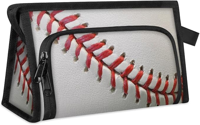 Large Capacity Pencil Case Pouch, Baseball Laces Portable Zipper Pencil Cases Pencil Bag Office Stationery Bag Makeup Bag Desk Organizer for Women Men