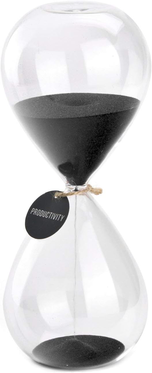SWISSELITE Hourglass Sand Timers, Hourglass Sand Clock Inspired Glass for Home, Desk, Office Decor(8Inch-30Mins Black Beauty)