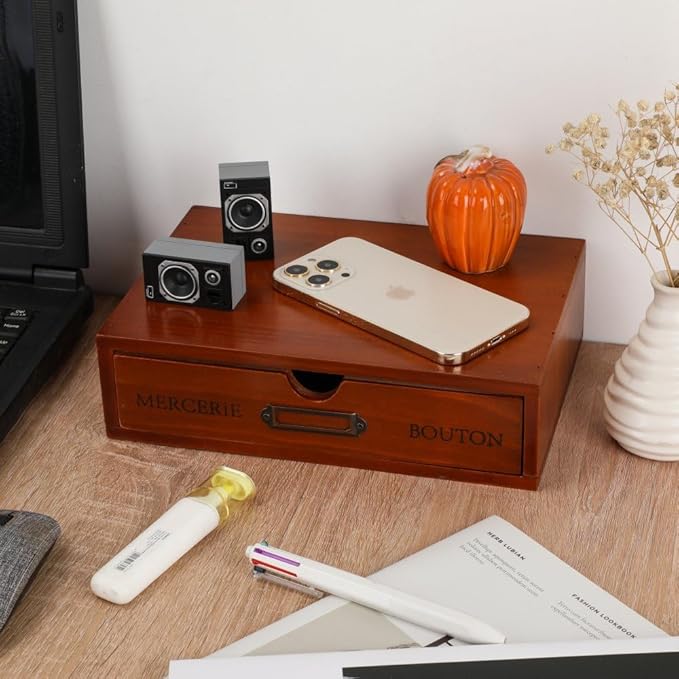 Wooden Storage Box Apothecary Drawers Vintage Wooden Drawers Wood Desktop Organizer Countertop Storage Box Library Card Catalog Cabinet Apothecary Cabinet（BROWN）
