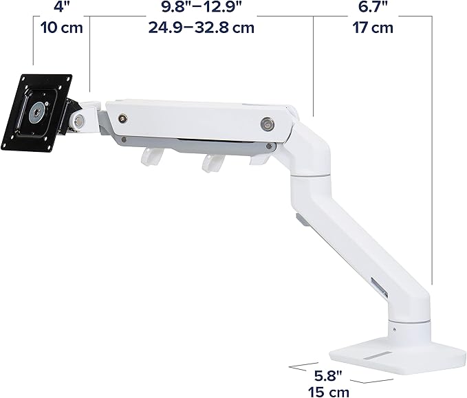 Ergotron – HX HD Premium Heavy Duty Gaming Monitor Arm, Single Monitor Desk Mount – for 1000R Curved Ultrawide Monitors Up to 49 Inches, 28 to 42 lbs, VESA 75x75mm or 100x100mm – HD Pivot, White