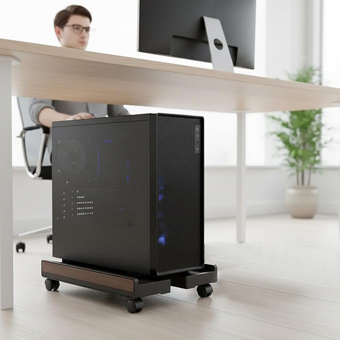 PC Case Stand - Adjustable Portable Shelf | Adjustable Computer Tower Stand with Brake Wheels, Portable Under-Desk Shelf for Laptops, Printers, Monitors, Game Setups, Office, and Floor Storage