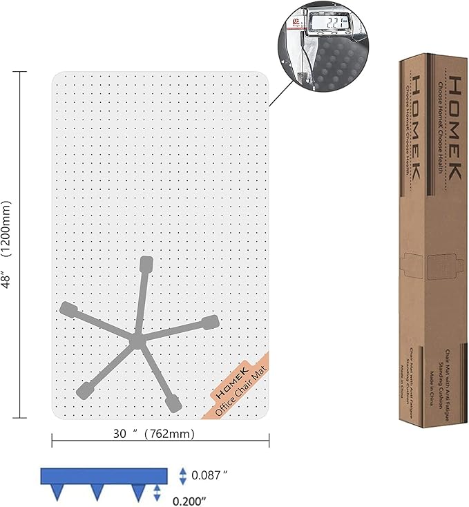Office Chair Mat for Carpets - 30” x 48” Clear Carpet Chair Mats for Low Pile Carpeted Floors Home Office, Studded Floor Mat for Office Chair on Carpet