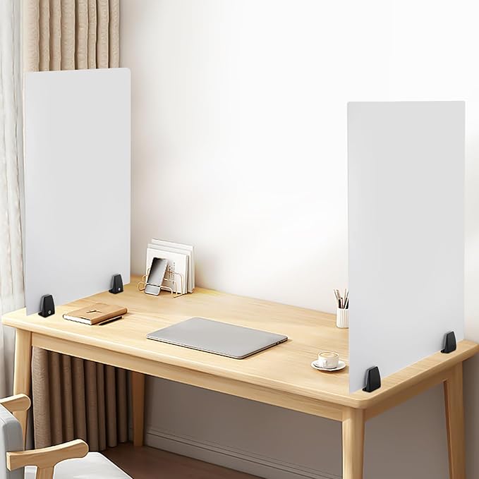 2 Pack Desk Privacy Panels,Modern Dual Frosted Plexiglass 30 x 18 inch Clamp-on Desk Privacy Panels,Acrylic Cubicle Desk Dividers,Office Partitions (30 in x18 in)