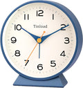 4.5" Battery Operated Retro Analog Alarm Clock, Small Silent Bedside Desk Clock,Lighted on Demand, Battery Operated, Snooze, for Living Room, Bedroom, Bedside, Desk(Blue)