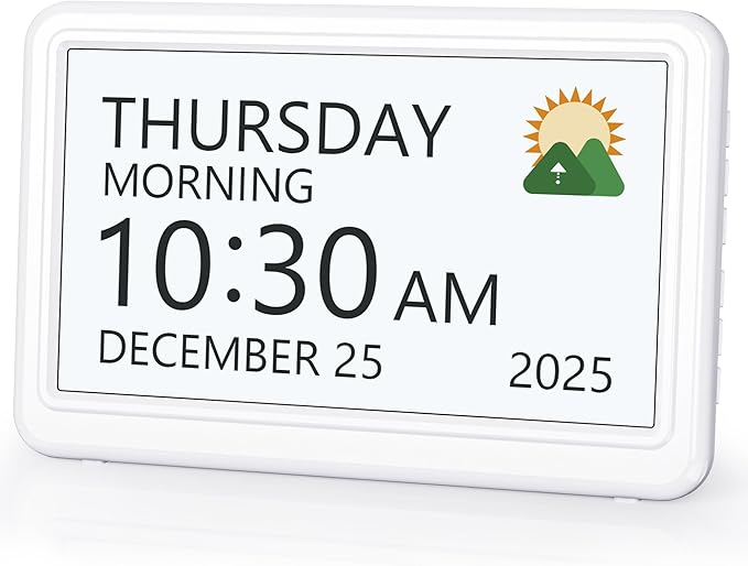 Digital Clock with Date and Week for Seniors, Alzheimer's Dementia Clock with 20 Alarms and 6 Medicine Reminders, 12 Display Modes Large Font Digital Calendar Alarm Clock for Vision Impaired(7 Inch)
