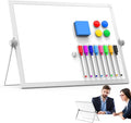 Dry Erase White Board, 16" x 12" Magnetic Desktop Whiteboard with Stand, Dry Eease Board Mini Easel Double Sided on Table Top with Holder for Kids Drawing, Teacher Instruction