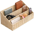 Rattan Mail Organizer - Countertop, Desk, Bills, Woven Basket, Magazine Holder, Mail Sorter, Hobo Organizer，Beige