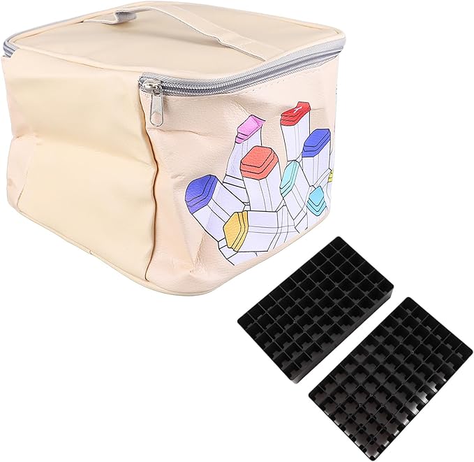 CHICIRIS Marker Case 120 Storage Holders Durable Large Opening for Travel, Marker Pen Case PU Leather Holder for Artists and Students